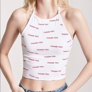 Forever 21 Thank You Graphic Halter Top